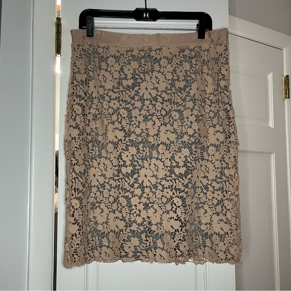 J. Crew Collection Blue and Cream Knee-Length Pencil Skirt